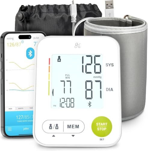 Greater Goods Bluetooth Blood Pressure Monitor for Home Use, Upper Arm BP Monitor with Balance Health App - 1