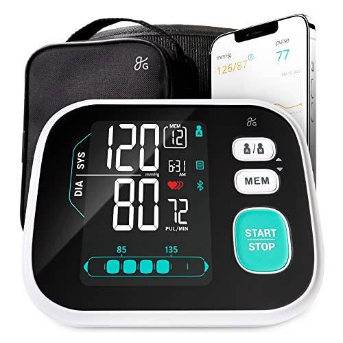 Greater Goods Premium Digital Bluetooth Blood Pressure Monitor for Home Use, Multicolor Large Screen, Black - 7