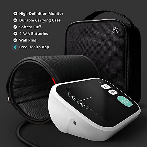 Greater Goods Premium Digital Bluetooth Blood Pressure Monitor for Home Use, Multicolor Large Screen, Black - 8