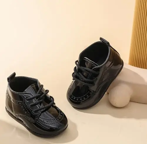 Greceen Infant Baby Boys Girls Leather Loafers Comfort Oxford Dress Wedding Shoes First Walker Outdoor Shoes Crib Shoes - 3