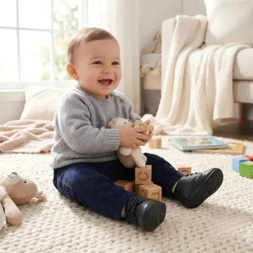 Greceen Infant Baby Boys Girls Leather Loafers Comfort Oxford Dress Wedding Shoes First Walker Outdoor Shoes Crib Shoes - 4