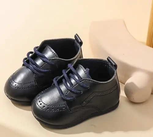 Greceen Infant Baby Boys Girls Leather Loafers Comfort Oxford Dress Wedding Shoes First Walker Outdoor Shoes Crib Shoes - 5