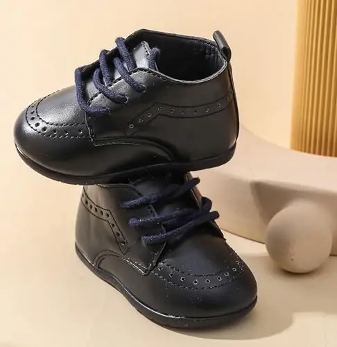Greceen Infant Baby Boys Girls Leather Loafers Comfort Oxford Dress Wedding Shoes First Walker Outdoor Shoes Crib Shoes - 6