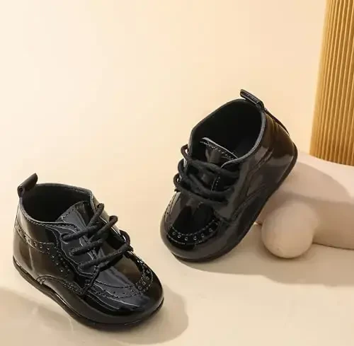 Greceen Infant Baby Boys Girls Leather Loafers Comfort Oxford Dress Wedding Shoes First Walker Outdoor Shoes Crib Shoes - 3