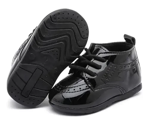 Greceen Infant Baby Boys Girls Leather Loafers Comfort Oxford Dress Wedding Shoes First Walker Outdoor Shoes Crib Shoes - 4