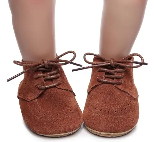 Greceen Infant Baby Boys Girls Leather Loafers Comfort Oxford Dress Wedding Shoes First Walker Outdoor Shoes Crib Shoes - 6