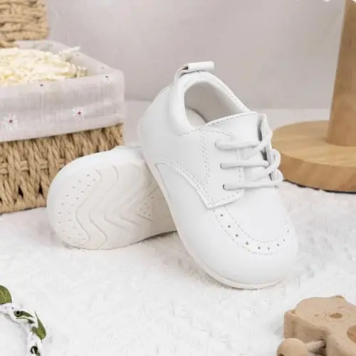 Greceen Toddler Baby Boys Girls Classic PU Leather Brogue Oxford Dress Shoes Wedding Loafers Crib Shoes - 5