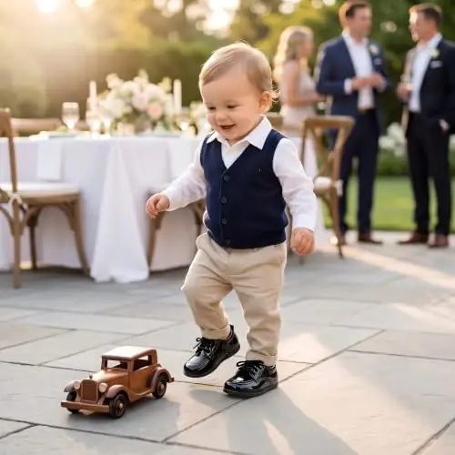 Greceen Toddler Baby Boys Girls Classic PU Leather Brogue Oxford Dress Shoes Wedding Loafers Crib Shoes - GRECEEN (1)