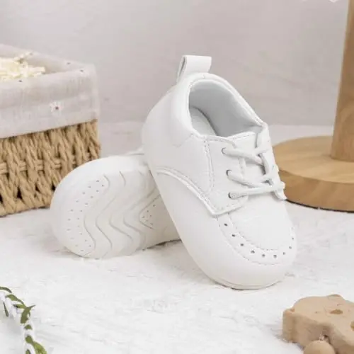 Greceen Toddler Baby Boys Girls Classic PU Leather Brogue Oxford Dress Shoes Wedding Loafers Crib Shoes - 5
