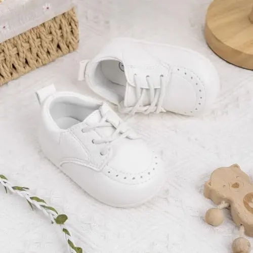 Greceen Toddler Baby Boys Girls Classic PU Leather Brogue Oxford Dress Shoes Wedding Loafers Crib Shoes - 6