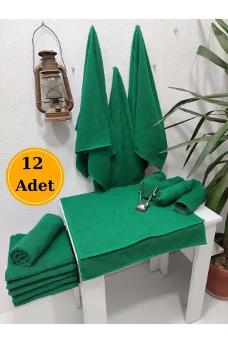 Green Barber Towel Hairdresser Towel 50x90 Cm 12 Pieces - 1