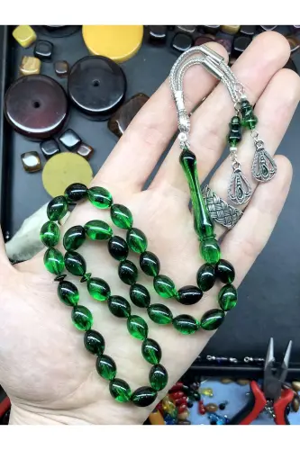 Green Black Mottled Wood Box Rosary-green black3 - KANUNİ TESBİH (1)