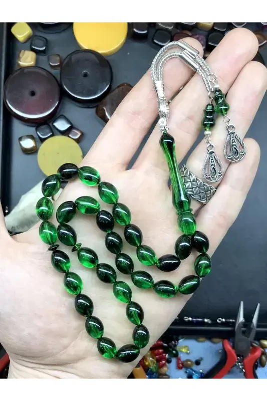 Green Black Mottled Wood Box Rosary-green black3 - 2
