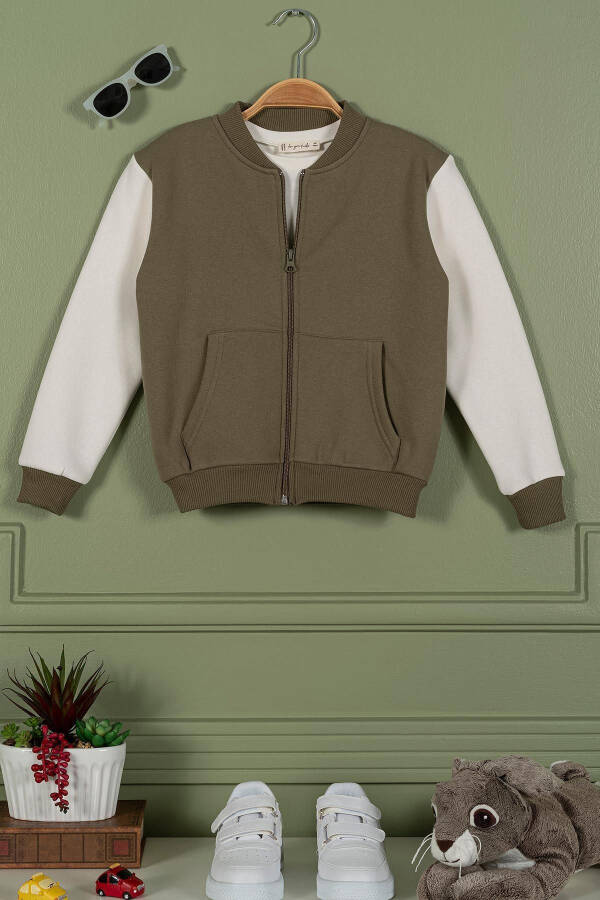 Green Boys' Zippered Kangaroo Pocket Jacket - 1