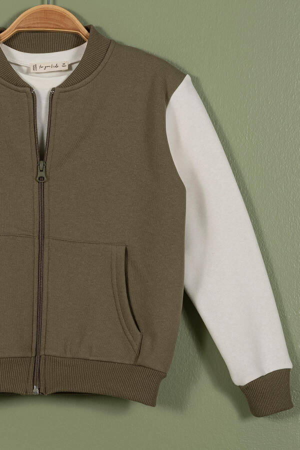 Green Boys' Zippered Kangaroo Pocket Jacket - 2