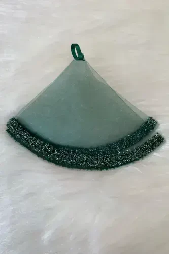 Green Bride Groom Handkerchief, Wedding Halay Bridesmaid Henna Night Circumcision Handkerchief, Glass Bead and Sequin Printed-Green - 3