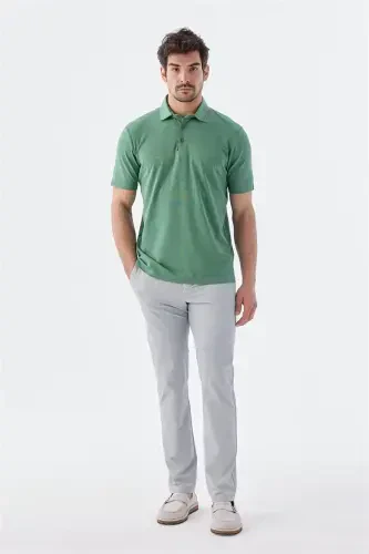 Green Button Detailed Slim Fit Polo Collar T-Shirt - Modazone (1)