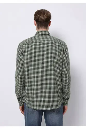 Green checkered, long-sleeved, regular fit men's shirt. - COLIN’S (1)