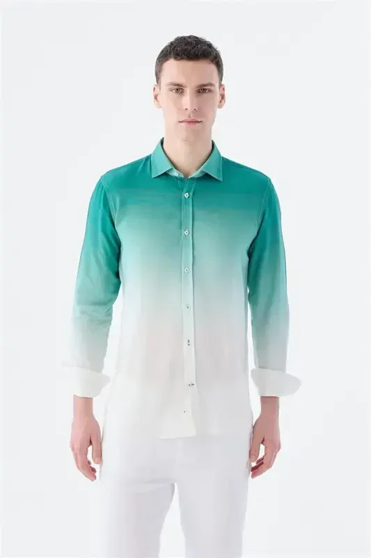 Green Comfort Fit Button-Down Easy-Iron Shirt - 1