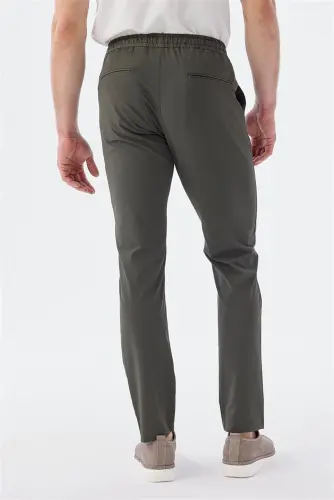 Green Comfort Fit Elastic Sports Pants - 4