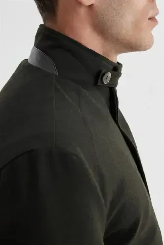 Green Comfort Fit Stand-up Collar Casual Jacket - JAKAMEN (1)