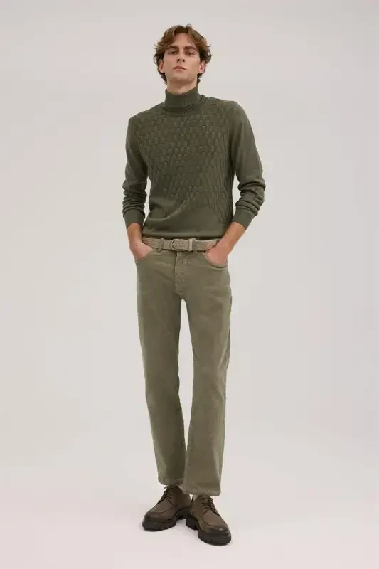 Green Comfort Fit Velvet Sweatpants - 1