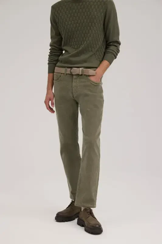 Green Comfort Fit Velvet Sweatpants - 2