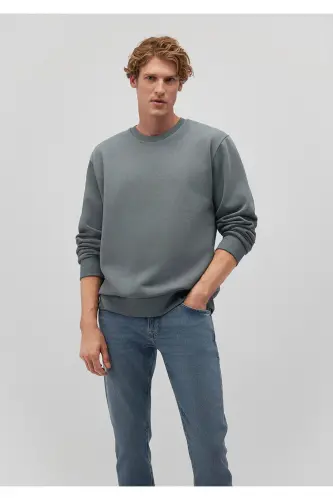 Green crew neck basic sweatshirt 