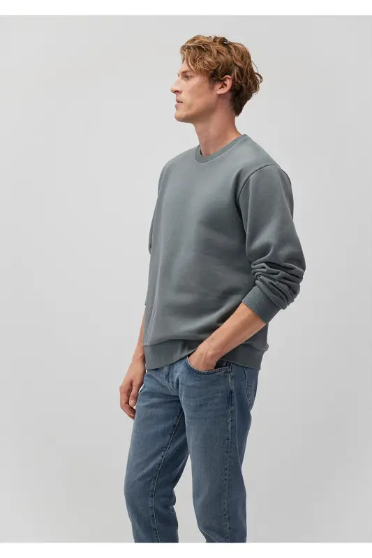 Green crew neck basic sweatshirt - 2