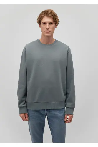 Green crew neck basic sweatshirt - 3