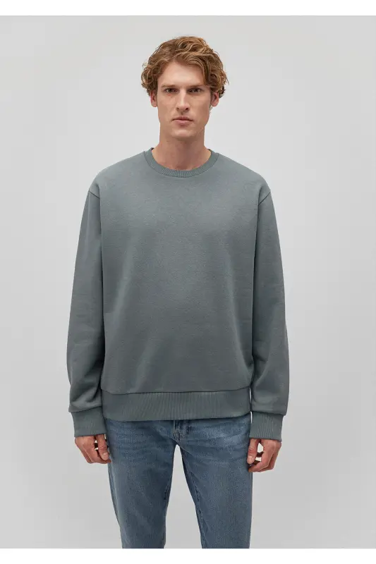 Green crew neck basic sweatshirt - 3