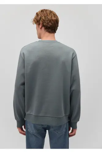 Green crew neck basic sweatshirt - 4