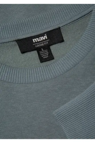 Green crew neck basic sweatshirt - 6