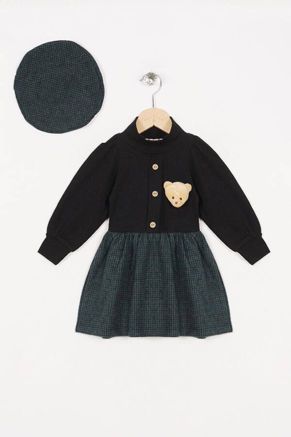 Green Dress with Bear Hat for Girls - 4