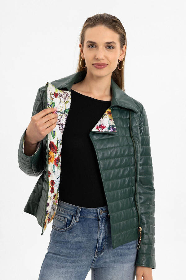 Green Elise Women's Leather Jacket - 1