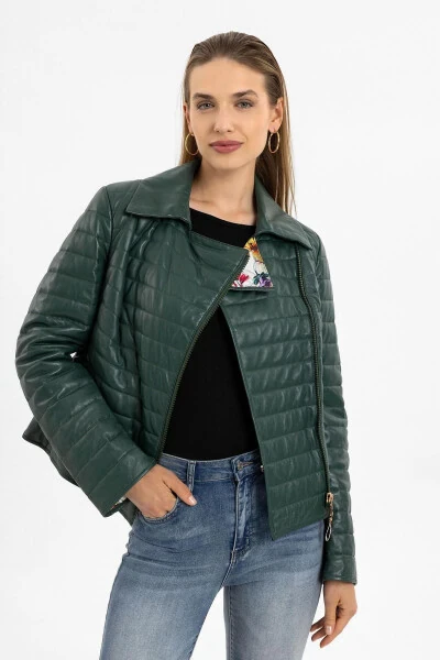 Green Elise Women's Leather Jacket - DERIDERIM (1)