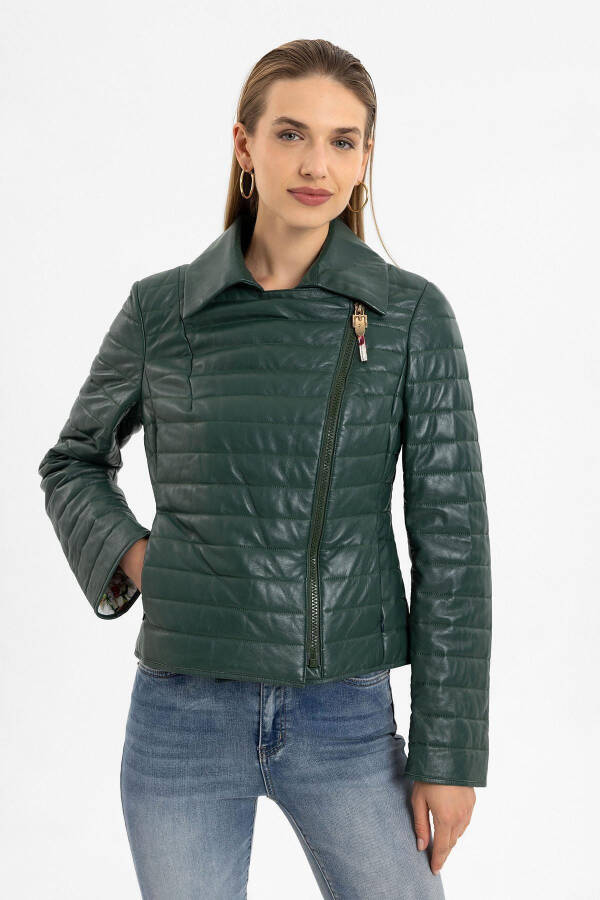 Green Elise Women's Leather Jacket - 3