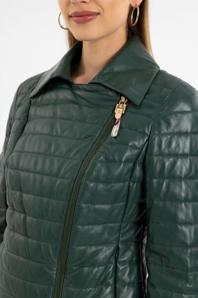 Green Elise Women's Leather Jacket - 4