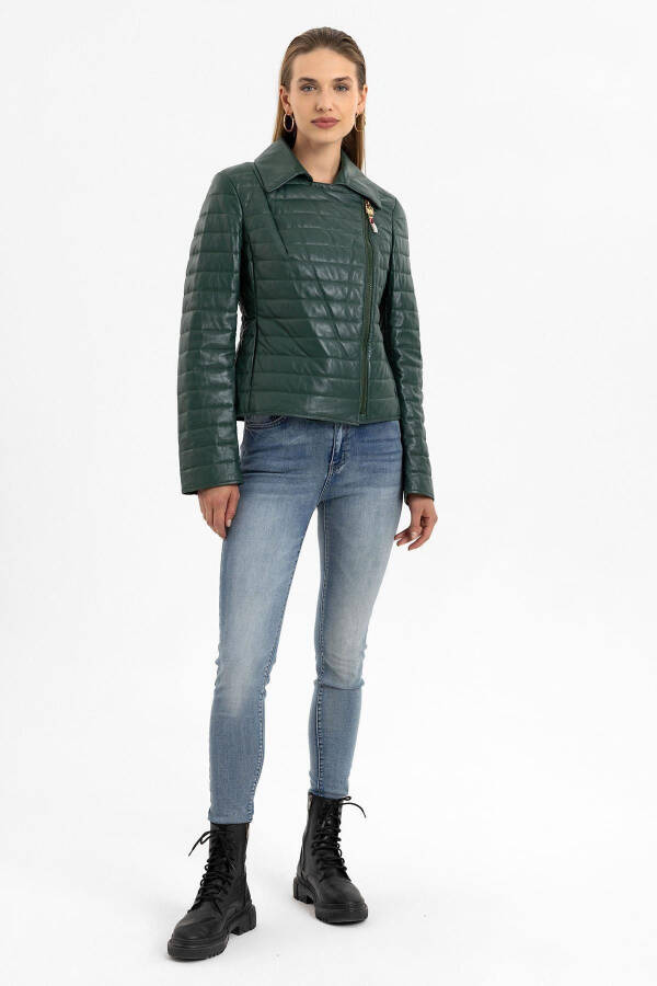 Green Elise Women's Leather Jacket - 5