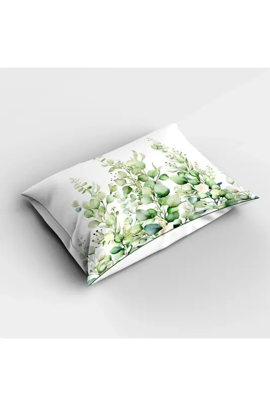 Green Eucalyptus Vine Patterned Printed Decorative Bedspread Single Size Padded Quilt Set-Pattern - 2
