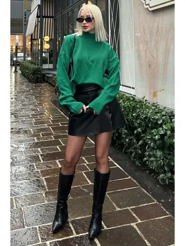 Green Fisherman Collar Sweater Mg1252-Green - LC WAIKIKI (1)