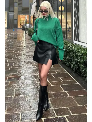 Green Fisherman Collar Sweater Mg1252-Green - 4