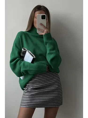 Green Fisherman Collar Sweater Mg1252-Green - 5