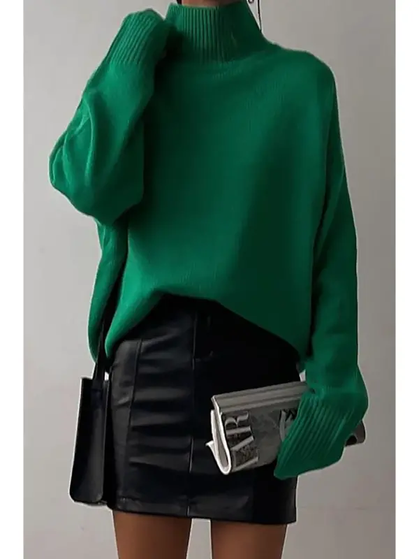 Green Fisherman Collar Sweater Mg1252-Green - 9