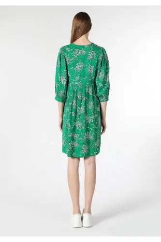 Green floral print women's dress (Cl1061886) - 2