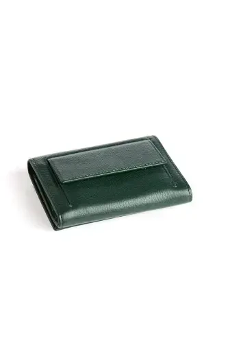 Green Genuine Leather Cardholder and ID Compartment Coin Pocket Mother's Day Gift Wallet-GREEN - MODAZONE (1)