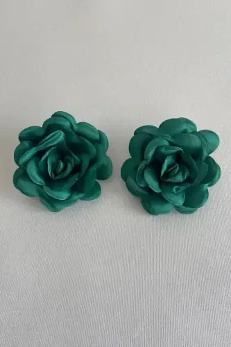 Green Henna Veil, Bridal Veil Set Groom Shoulder Cover Shawl Hand Rose 8 Piece Set-Green - 4