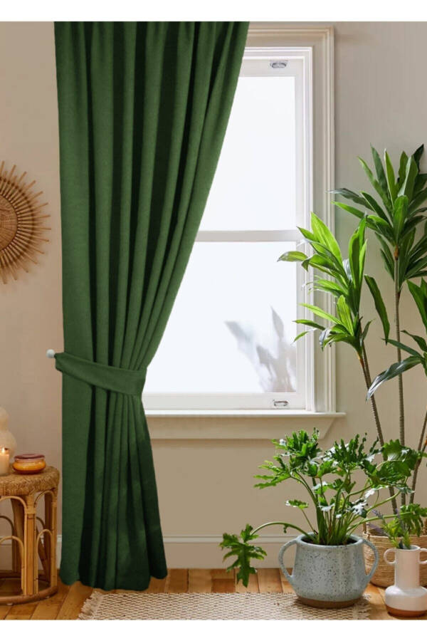 Green Honeycomb Velvet Textured Blackout Curtain with Flat Stitch Extrafor Pleats 1st Class Quality - 2