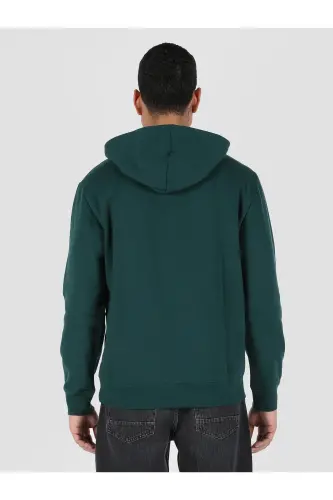 Green, hooded, printed sweatshirt for men. - COLIN'S (1)
