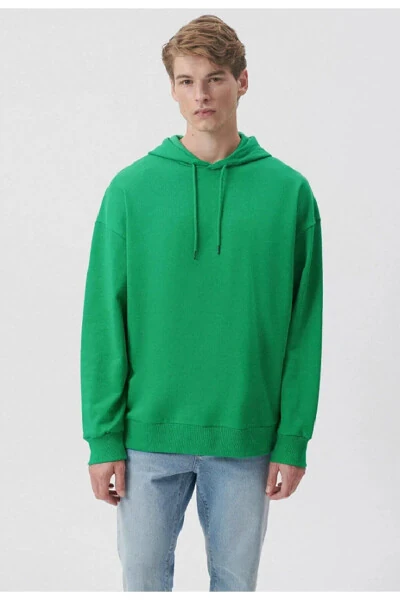 Green hooded sweatshirt for men - 3